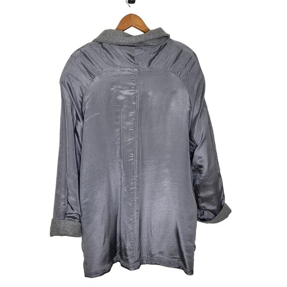 Haband Reversible Wool and Silk Coat with Leather Trim Pockets Size 2X - Picture 14 of 16